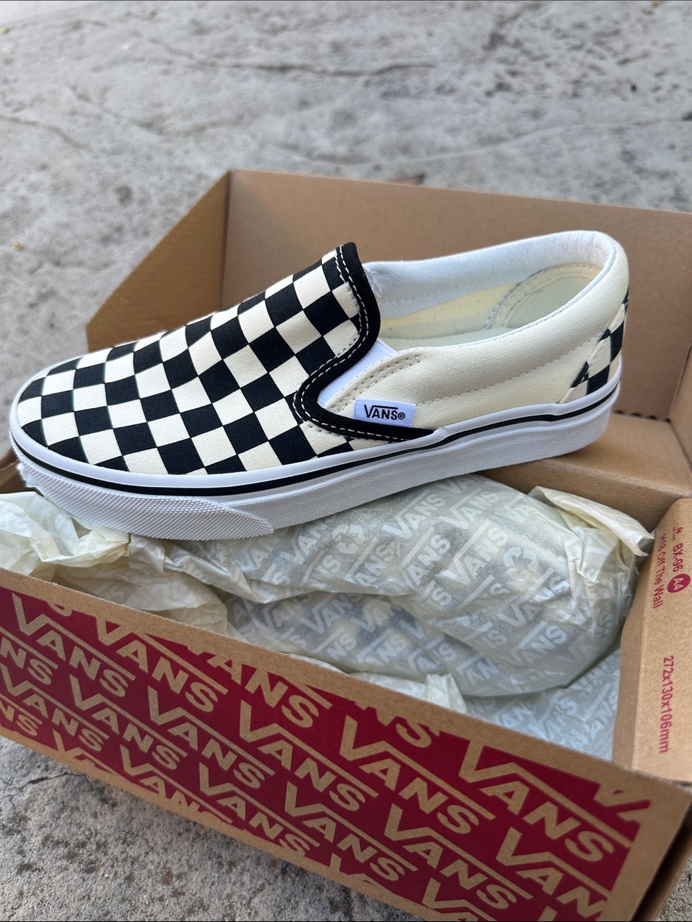 Vans Checkerboard Slip-On Sneakers - Cream & White